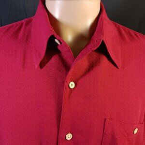 ASHWORTH- BUTTON DOWN ARIZONA UNTUCKED SHIRT -XXL -RED- SHORT SLEEVE